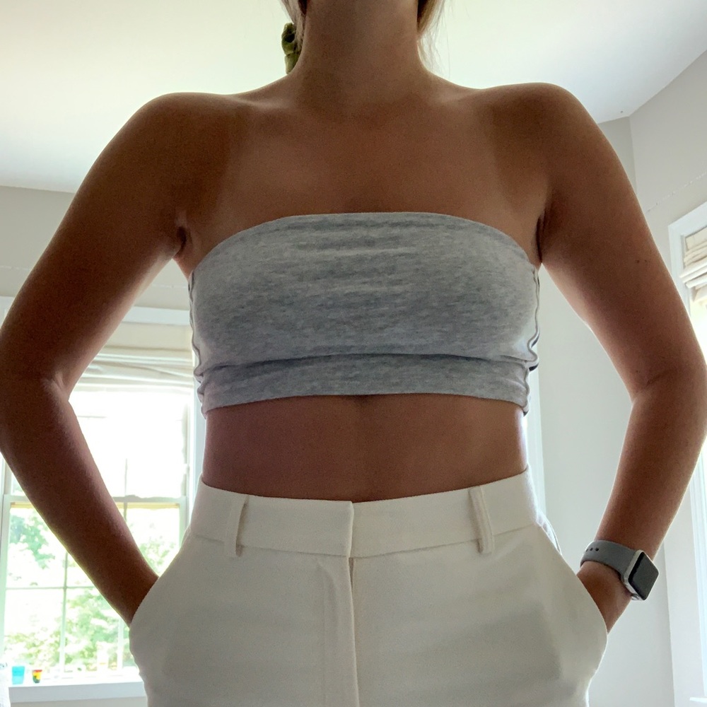 Gray cropped tube top